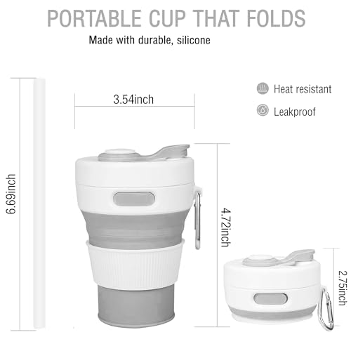Silicone Collapsible Travel Mug Gray 15oz