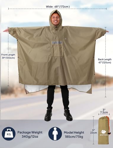 Hooded Rain Poncho for Adult Waterproof Lightweight Raincoat