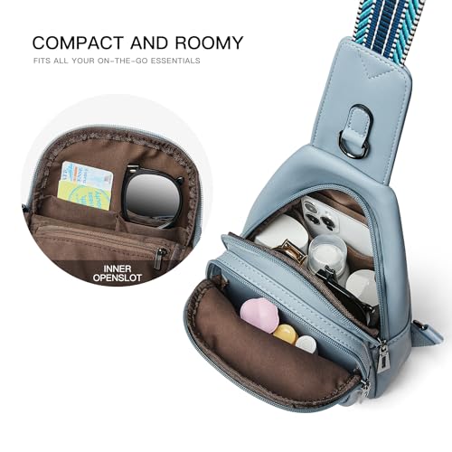 Sling Bag For Women Fanny Pack Crossbody Travel Shoulder Belt Bags Tote Backpack Purse Faux Leather Light Blue