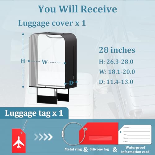 28 Inch Half Clear PVC Luggage Cover TSA Waterproof Protector