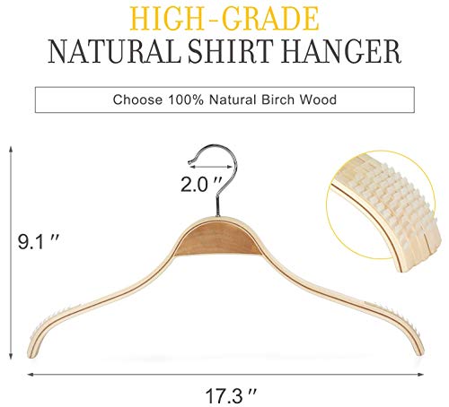 Slim Natural Wood Hangers with Extra Soft Non (18 Count)