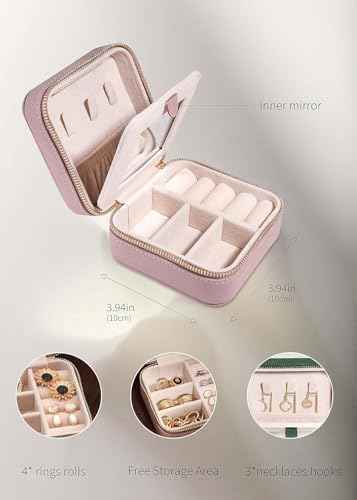 Travel Jewelry Organizer Boxes for Women Small Portable Necklace Earrings Bracelet Rings Travel Case Best Friend Birthday Gifts for Women Trendy