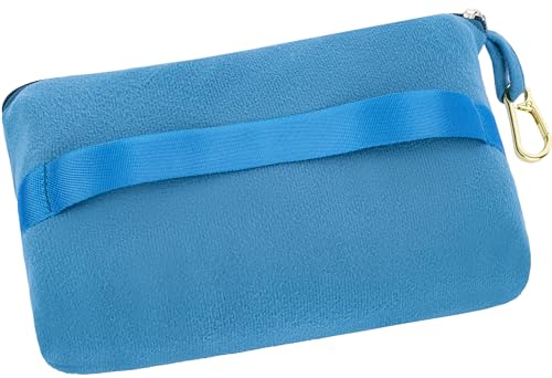 Premium Soft Lightweight Travel Blanket Pillow Compact Teal Blue