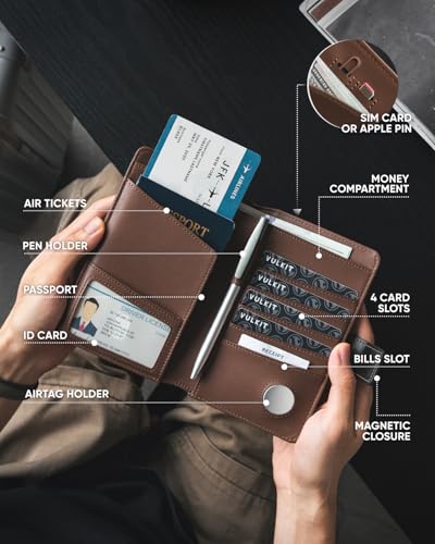 Passport Holder Compatible with Airtag Holder RFID Blocking Passport Wallet Travel Leather Passport for Women