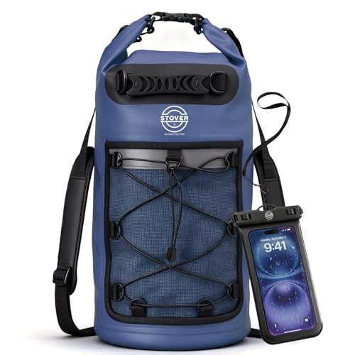 5/10/25/30/40L Waterproof Dry Bag & Phone Case - Large Floating Dry Backpack for Kayaking, Travel, Hiking, Fishing, Camping, Motorcycles & Beach, Heavy-Duty Roll Top Men/Women (Navy Blue)