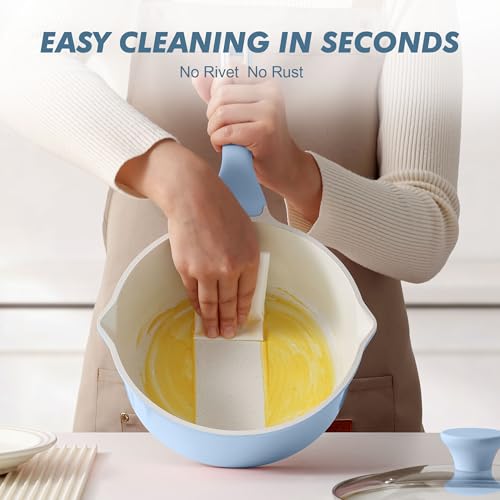Ceramic Nonstick Saucepan with Double Pouring Spout
