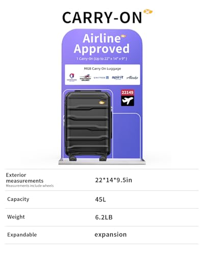 20 Inch Expandable Carry On Luggage 22x14x9 Airline Approved Suitcase