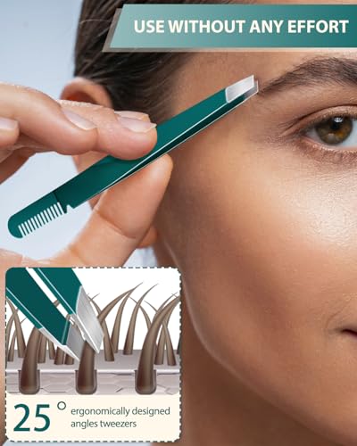 Tweezers Set 9 Pcs Nail Clipper Kit with Case for Eyebrows Grooming (9 Count)