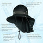 Cooling Sun Hat for Men Women UPF50+ Wide Brim Fishing Hat with Neck Flap Adjustable Foldable Bucket Hat for Hiking Black