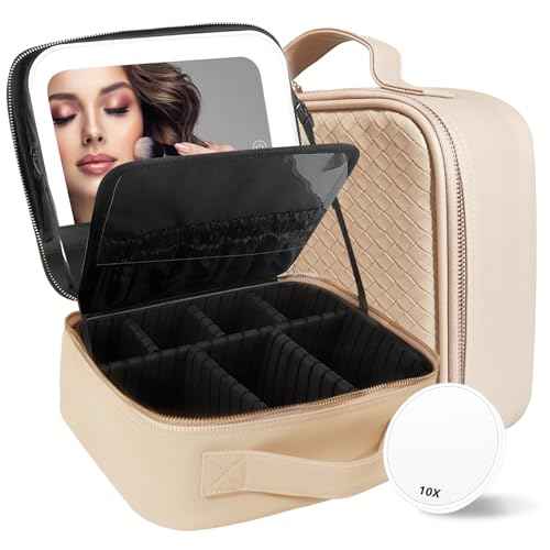 Travel Makeup Bag Cosmetic Bag Makeup Organizer Bag with Lighted Mirror