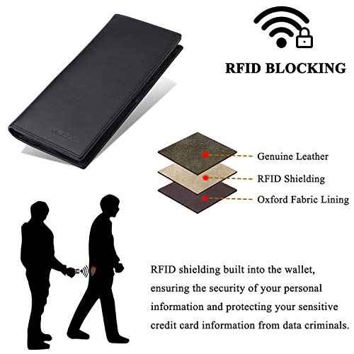 Leather Checkbook Cover Wallet for Men with RFID Blocking
