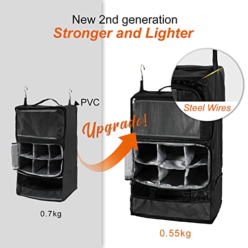 Travel Portable Hanging Shelves Closet Organizer Packing Luggage Storage with Multifunctional and Foldable Invisible Compartment