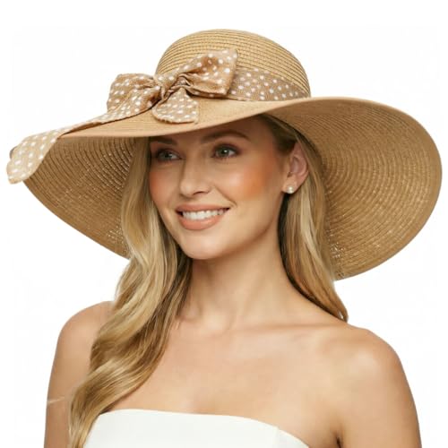 Wide Brim Sun Hat for Women Floppy Straw Hat Summer Beach Hats Fashionable Trendy Hats Sun Protection UPF 50+