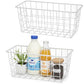 2 Set LeleCAT Hanging Wall Basket Organizer Over the Cabinet Door Adhesive Wire Baskets for Organizing Kitchen Food Pantry Bathroom Shelf Storage No Drilling Wall Mounted (2 Count)