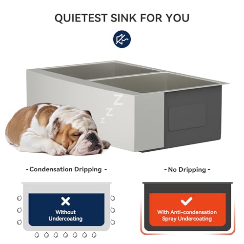 33 Inch Farmhoue Sink Double Bowl Stainless Steel Farm Kitchen Sink 16 Gauge Double Basin 50