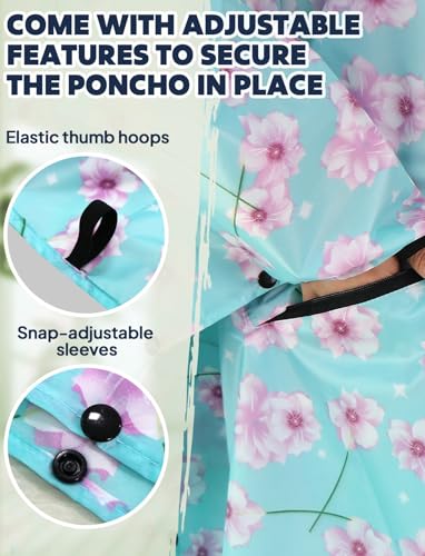 Waterproof Rain Poncho for Women Packable Hooded Raincoat with Pocket