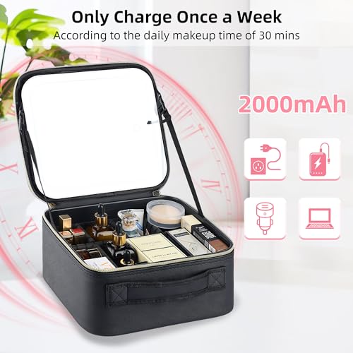Travel Makeup Bag with LED Mirror