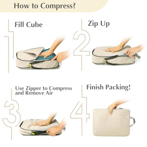 6 Piece Compression Packing Cubes with Shoe Bag (6 Count)