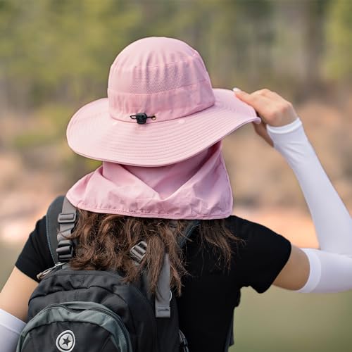Sun Hats for Men Women Fishing Hat UPF 50+ Breathable Wide Brim Summer UV Protection Hat with Face Cover & Neck Flap