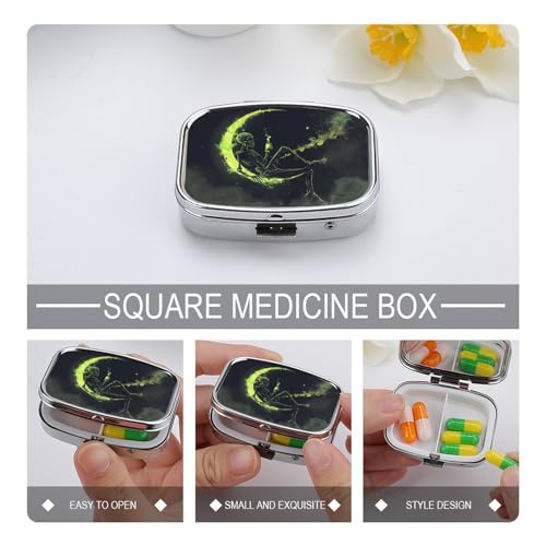 Metal 2 Compartment Pill Organizer Travel Friendly Portable Compact Pill Box Cute Pill Case to Hold Vitamins