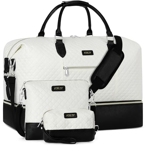 Weekender Bag for Women 21.5" Travel Duffel Large Carry On Bag 3PCS (3 Count)