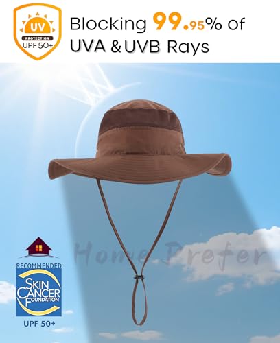 Men's Sun Hat UPF 50+ Wide Brim Bucket Hat Windproof Fishing Hats