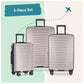 Boren Expandable Hardside Rugged Travel Luggage with 8 Spinner Wheels (3 Piece)