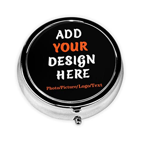 Custom Round Pill Case Personalized Organizer Container Pill Case (2.25 Ounce)