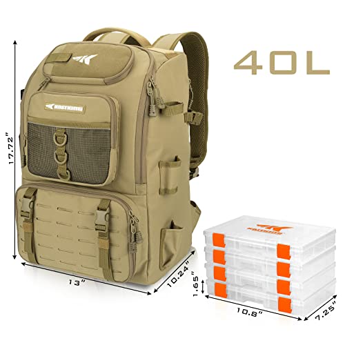 KarryAll Fishing Backpack with Rod Holder 4 Tackle Boxes