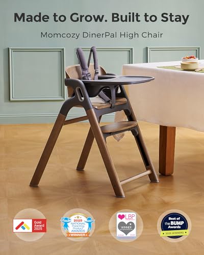 5-in-1 Convertible Wooden High Chair for Babies & Toddlers, Walnut