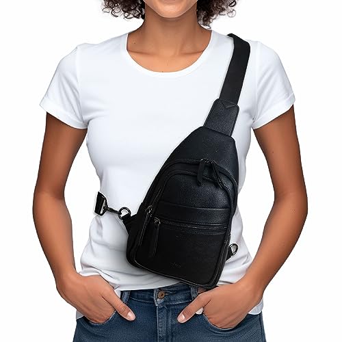 Large Sling Bag for Women Crossbody Purse Leather Fashionable Trendy Chest Bag for Travel
