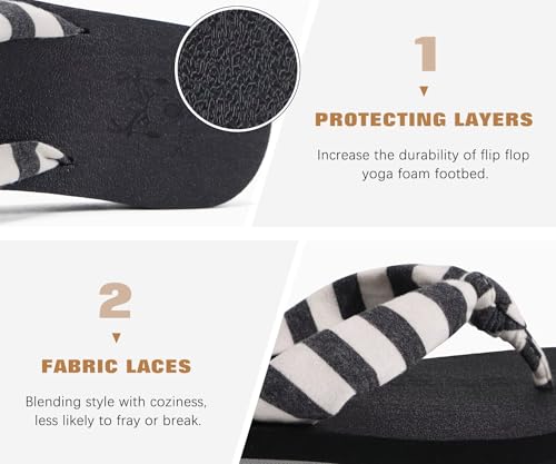 Flip Flops for Women Arch Support Summer Pool Sandals Black Size 9.5