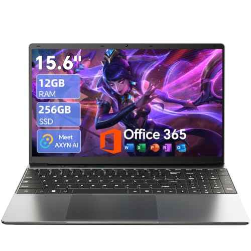 15.6'' AI Laptop with Office 365 12GB RAM 256GB SSD Win 11 Laptops