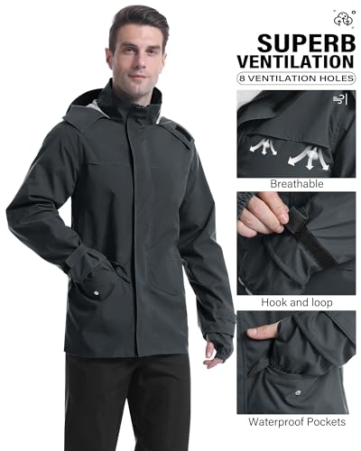 Rain Suit Waterproof Breathable Lightweight 2 (2 Count)