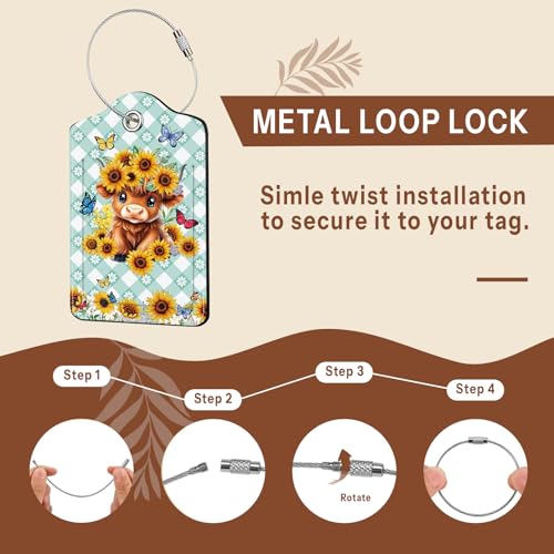 2 Pcs Highland Cow Luggage Tags for Suitcase (2 Count)