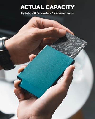 Pop up Card Holder Minimalist Credit Card Holder RFID Blocking Slim Metal Card Case for Men or Women
