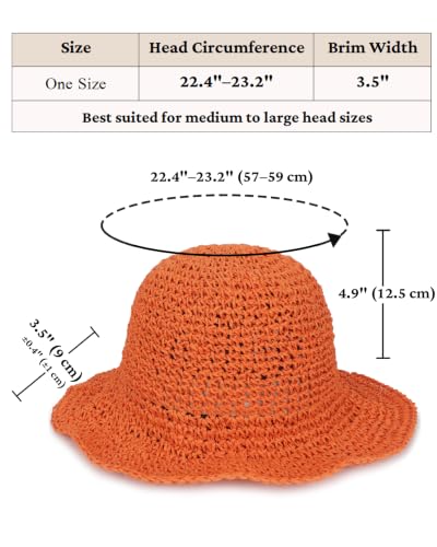 Womens Crochet Straw Sun Hat Foldable Floppy Wide Brim Beach Hat for Summer