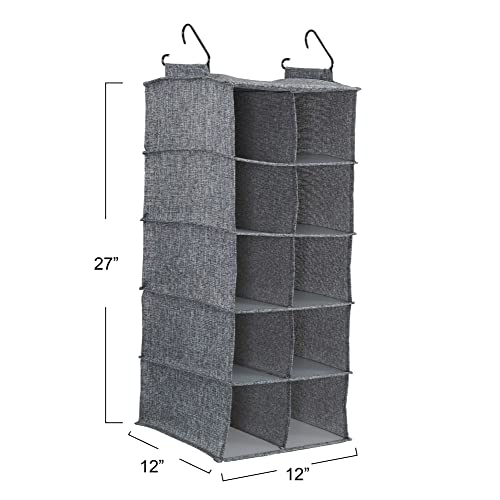 10 Pocket Double Hang Canvas Shoe Organizer Side‑by‑Side Hanging Storage