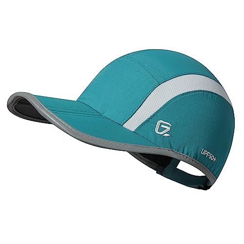 Baseball Cap Nylon Running Cap Outdoor Sports Hat for Men Women Adjustable Quick Drying Reflective Foldable UPF50+ Breath Mesh Water Repellency Race Performance Lightweight Turquoise