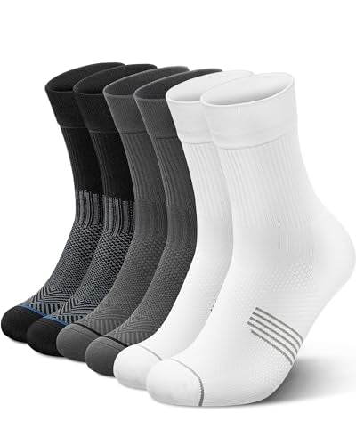 3 Pairs Running Compression Socks for Men & Women Crew Socks with Cushion (3 Count)