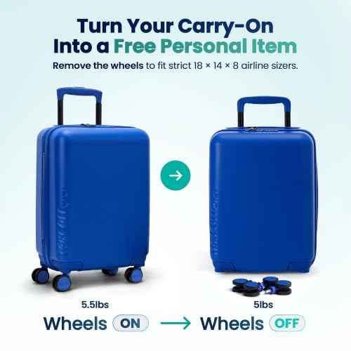 TAKE OFF 16 Inch Personal Item Suitcase MINI Removable Wheels Underseat Bag
