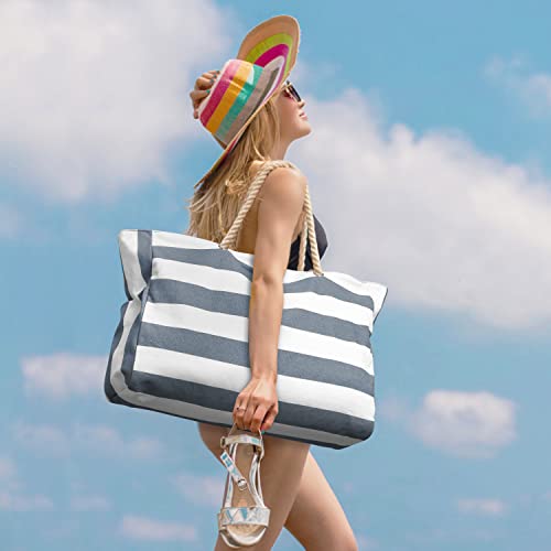 Beach Bag Large Beach Tote Bag for Women Waterproof Sandproof Swim Pool Bag With Zipper