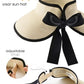 Women's Straw Sun Visor Hat UPF Wide Shade Ponytail Summer Hat