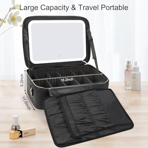 Large Makeup Bag with LED Mirror