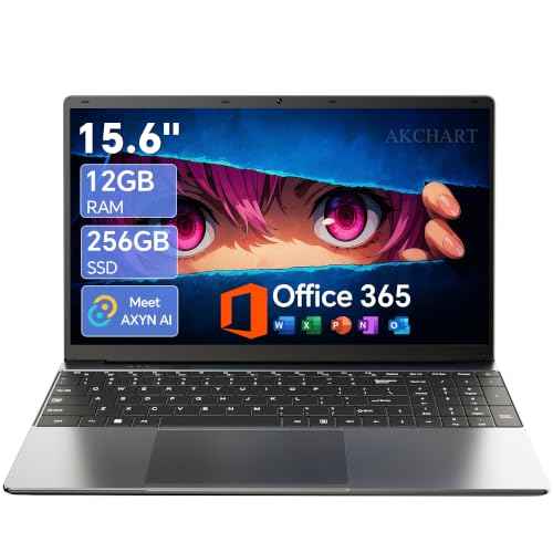 15.6'' AI Laptop with Office 365 12GB RAM 256GB SSD Win 11 Laptops