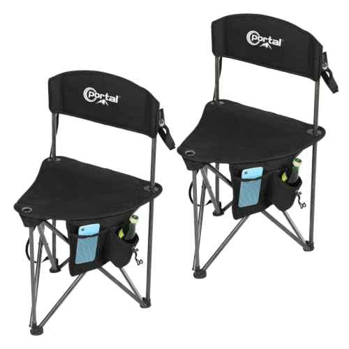 Extra Large Quick Folding Tripod Stool 2 Pack with Backrest Fishing Camping Chair with Carry Strap