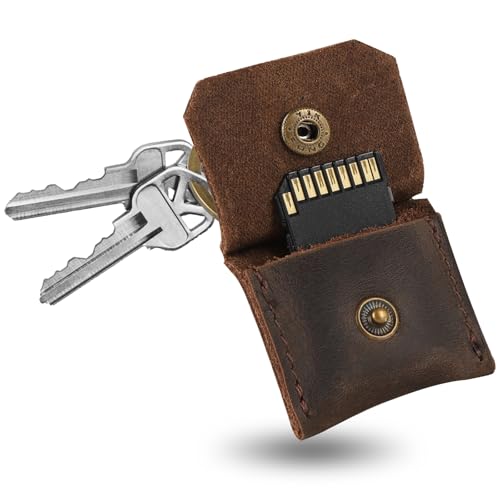 Genuine Leather SD Card Holder Keychain