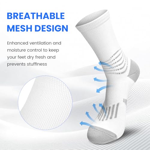 Crew Compression Socks Athletic Running Socks for Men Women Plantar Fasciitis Relief 3 Pairs