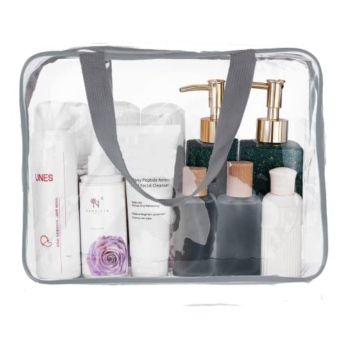 2Pcs Crystal Clear PVC Travel Toiletry Bag Kit for Women Men (2 Count)