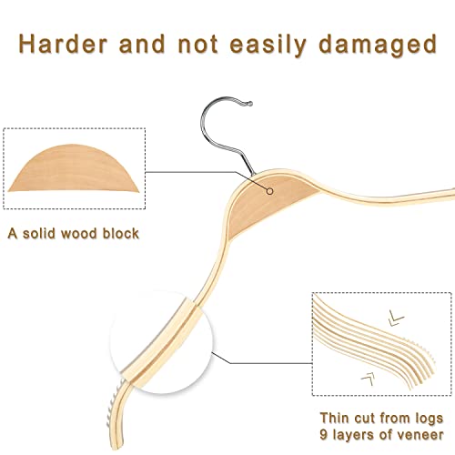 Slim Natural Wood Hangers with Extra Soft Non (18 Count)